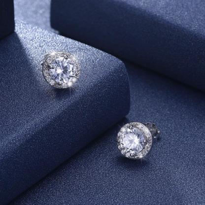 925 Sterling Silver Cubic Zirconia Stud Earrings-Personalized Jewels