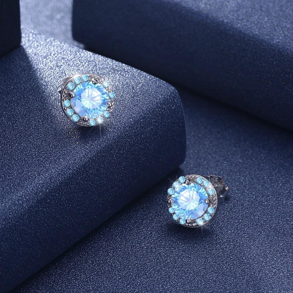 925 Sterling Silver Cubic Zirconia Stud Earrings-Personalized Jewels