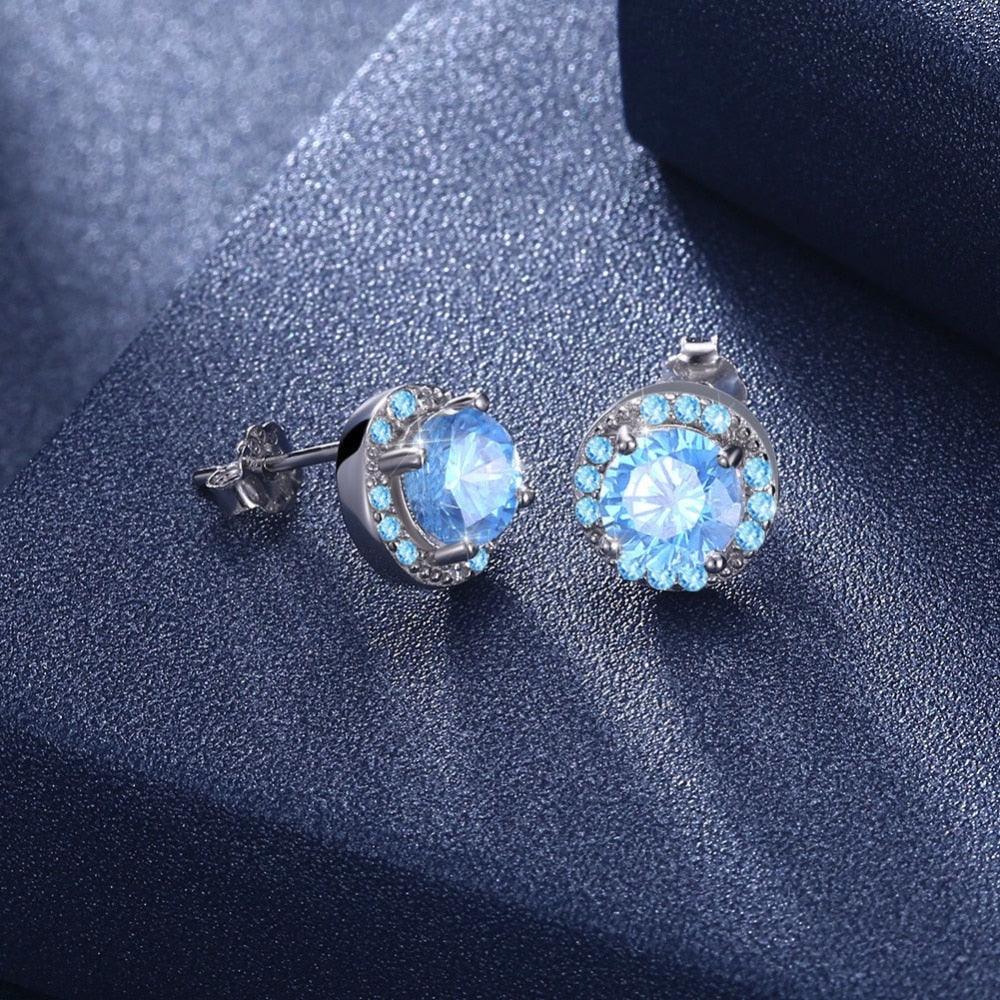 925 Sterling Silver Cubic Zirconia Stud Earrings-Personalized Jewels