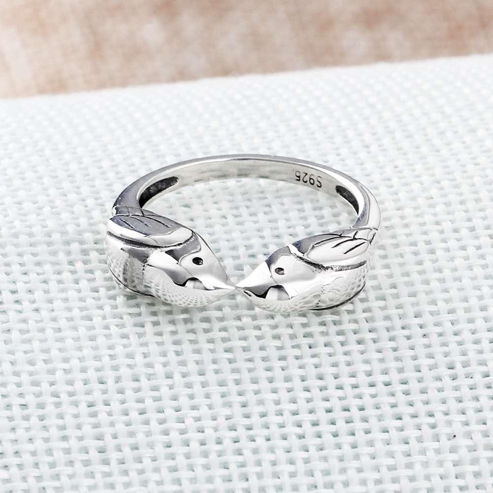 925 Sterling Silver Double Little Birds Vintage Ring for Women, Cute Style Fashion Jewelry Gift - Personalized Jewel