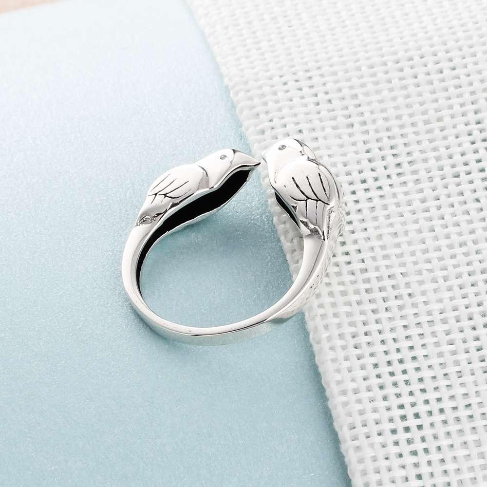 925 Sterling Silver Double Little Birds Vintage Ring for Women, Cute Style Fashion Jewelry Gift - Personalized Jewel