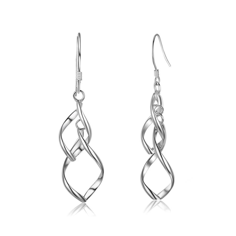 925 Sterling Silver Double Twisted Drop Earring-Personalized Jewels