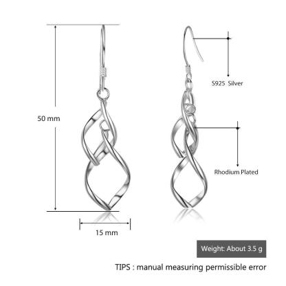 925 Sterling Silver Double Twisted Drop Earring - Personalized Jewel