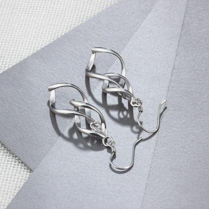 925 Sterling Silver Double Twisted Drop Earring - Personalized Jewel