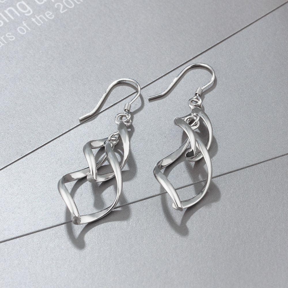 925 Sterling Silver Double Twisted Drop Earring-Personalized Jewels