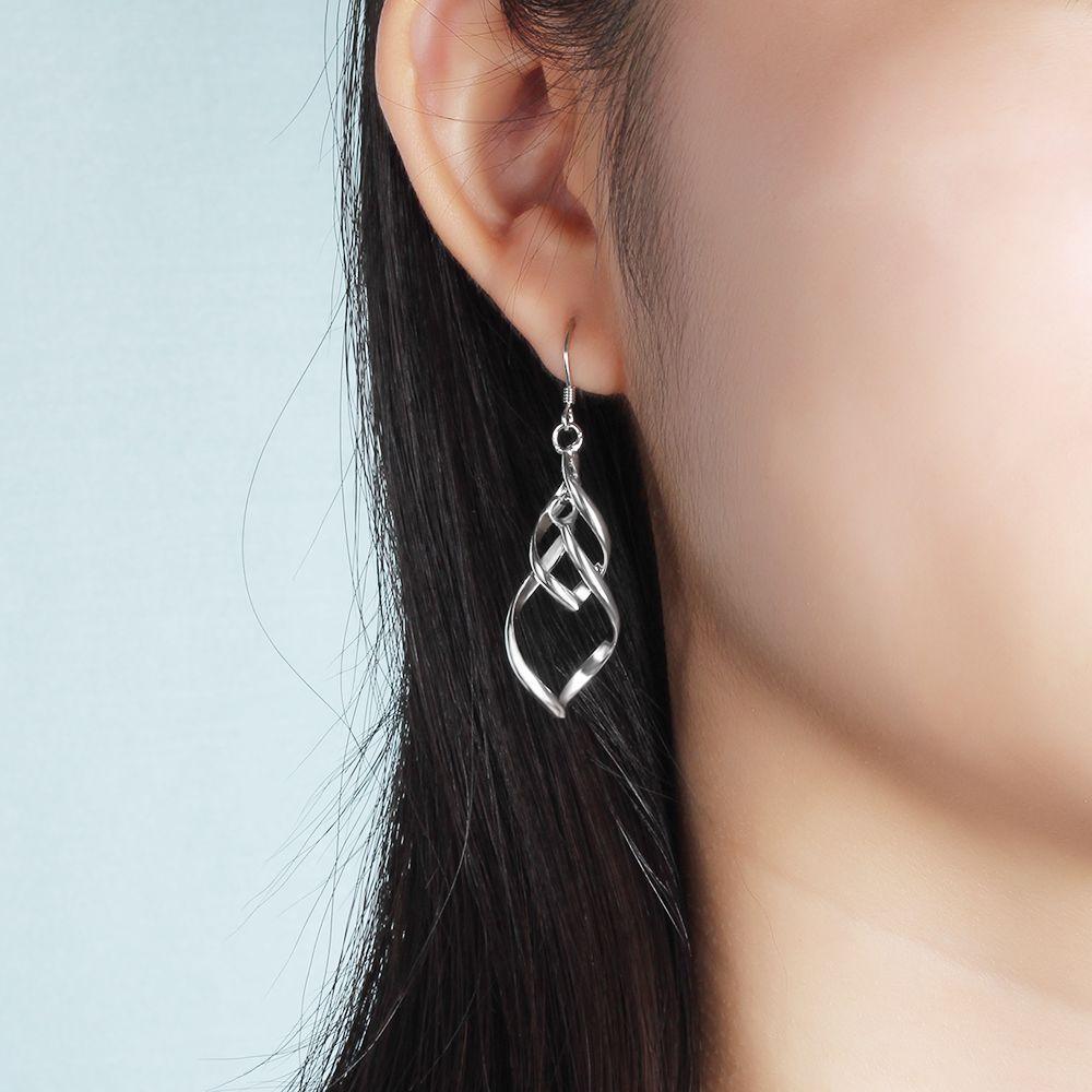 925 Sterling Silver Double Twisted Drop Earring-Personalized Jewels