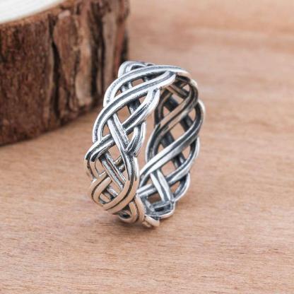 925 Sterling Silver Engagement Rings for Women - 7mm Wide Lace Weaving Pattern Ring - Personalized Jewel