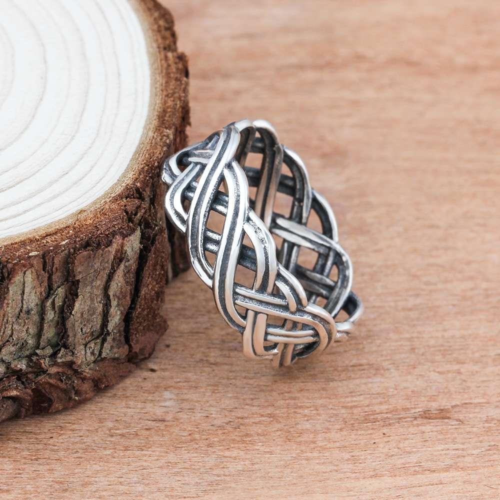 925 Sterling Silver Engagement Rings for Women - 7mm Wide Lace Weaving Pattern Ring - Personalized Jewel