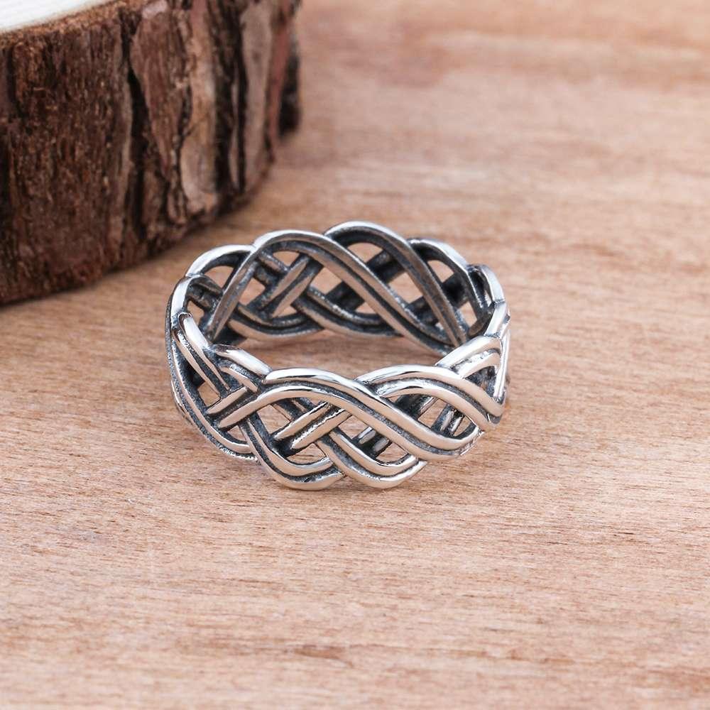 925 Sterling Silver Engagement Rings for Women - 7mm Wide Lace Weaving Pattern Ring - Personalized Jewel