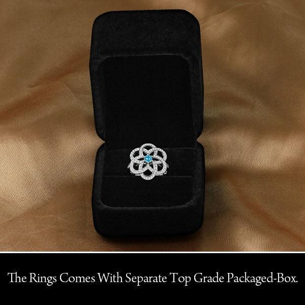 925 Sterling Silver Exaggerated Rings for Women – “Flower” Fashion Jewelry – Natural Stone – Come with Box - Personalized Jewel