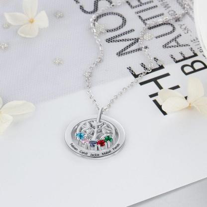 925 Sterling Silver Family Tree Pendant Necklace - Personalized Jewel