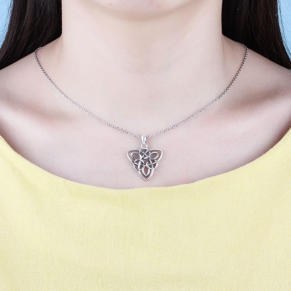 925 Sterling Silver Fashion Necklace with Large Triangle Geometric Pattern Pendant, Jewelry for Girls - Personalized Jewel