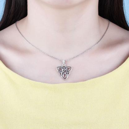 925 Sterling Silver Fashion Necklace with Large Triangle Geometric Pattern Pendant, Jewelry for Girls - Personalized Jewel