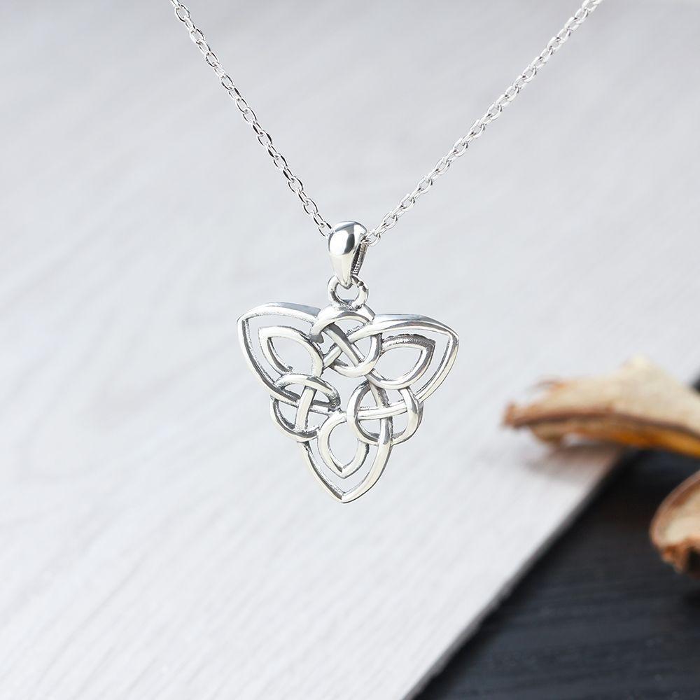925 Sterling Silver Fashion Necklace with Large Triangle Geometric Pattern Pendant, Jewelry for Girls - Personalized Jewel