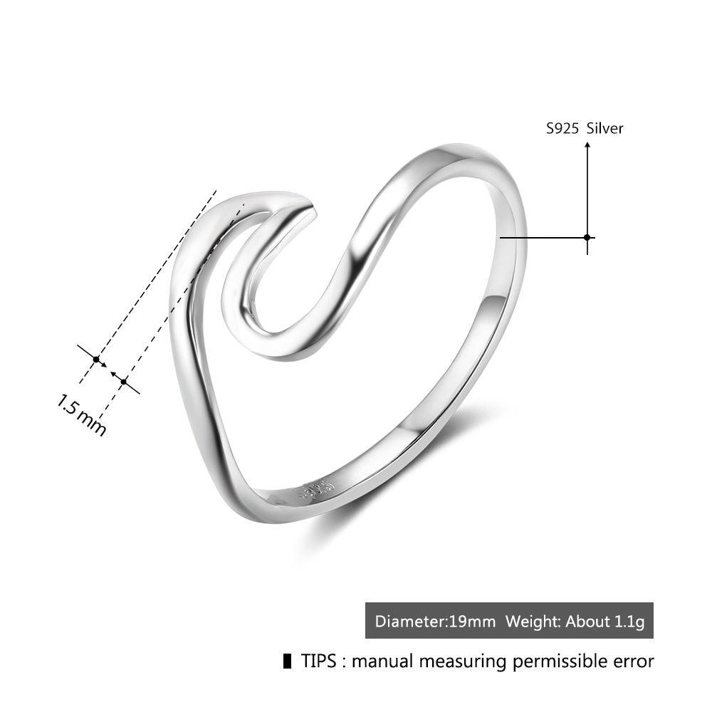 925 Sterling Silver Finger Rings for Women – Ocean Wave Wedding Bands – Fashion Jewelry - Personalized Jewel