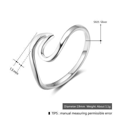 925 Sterling Silver Finger Rings for Women – Ocean Wave Wedding Bands – Fashion Jewelry - Personalized Jewel