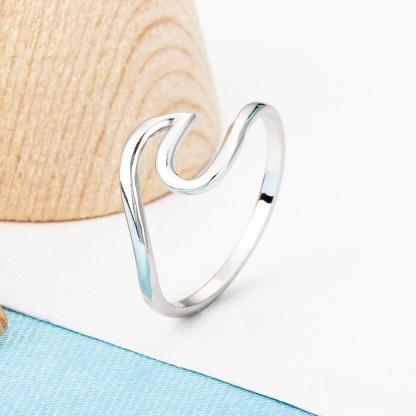 925 Sterling Silver Finger Rings for Women – Ocean Wave Wedding Bands – Fashion Jewelry - Personalized Jewel