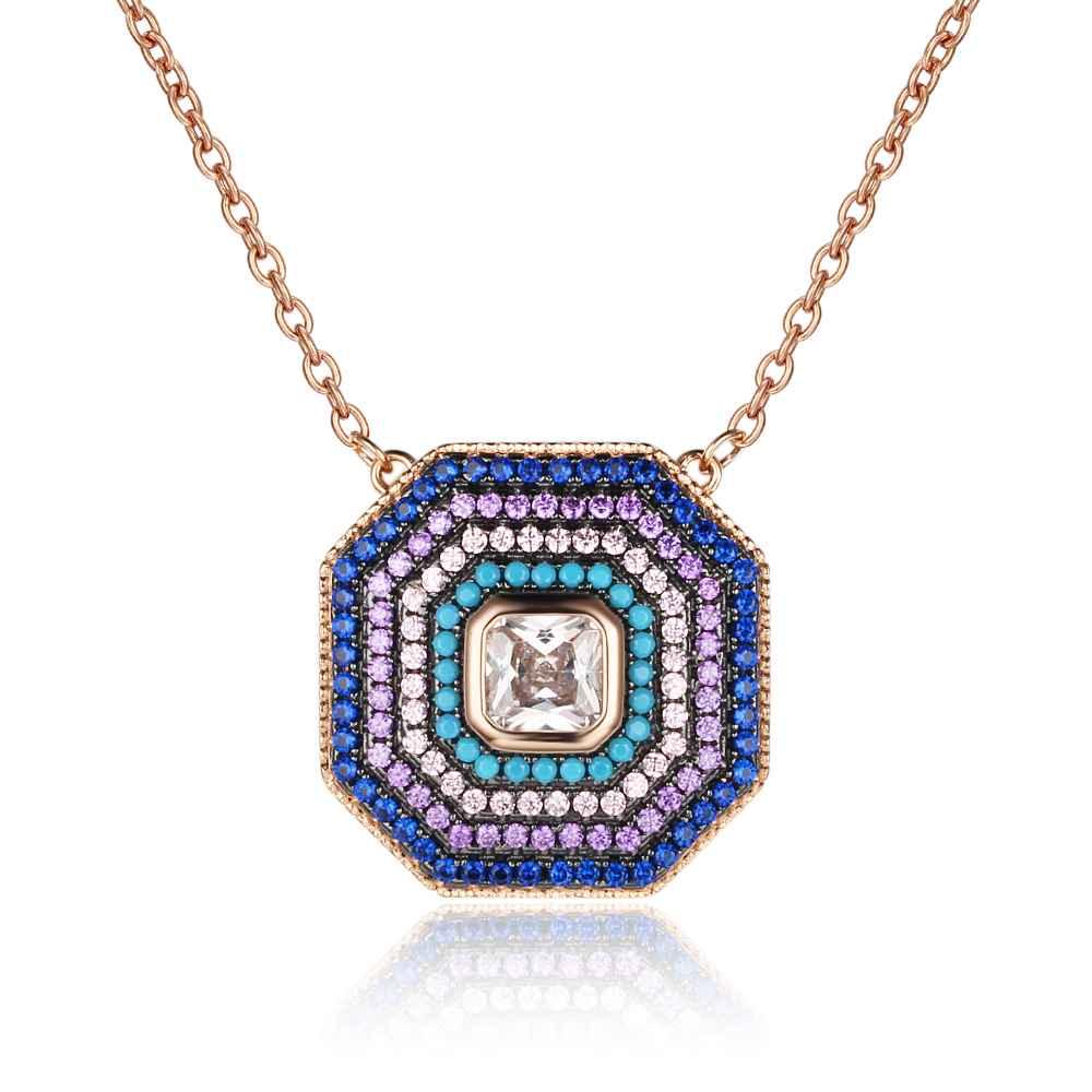 925 Sterling Silver Geometric Octagon Pendant-Personalized Jewels