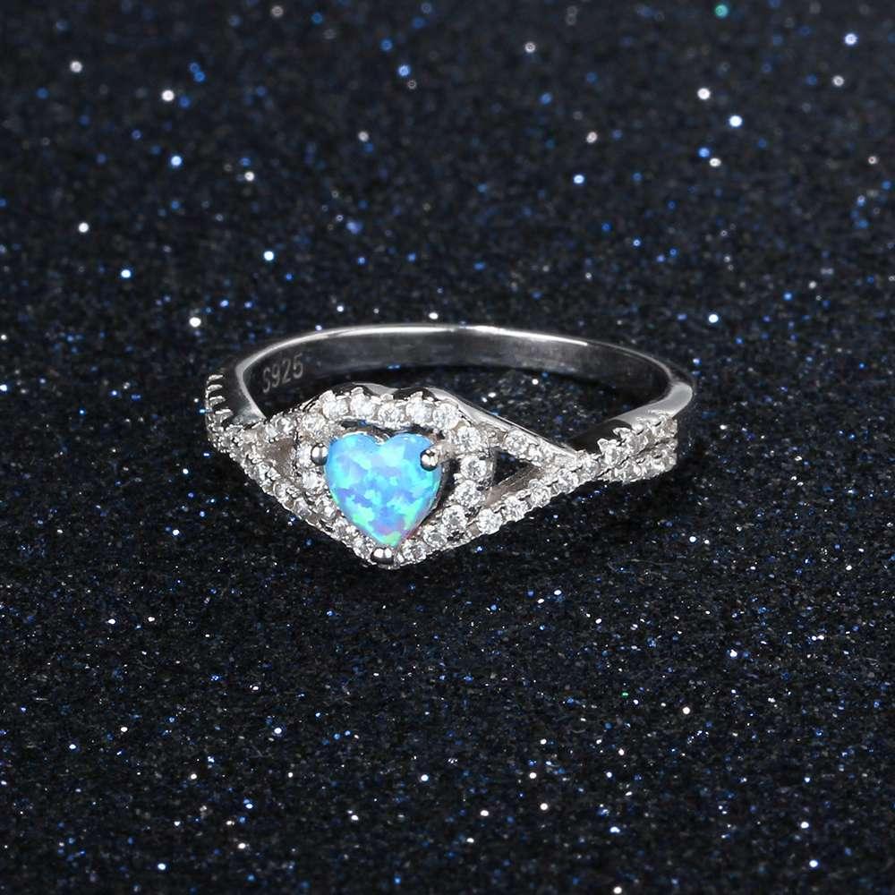 925 Sterling Silver Heart Opal Stone Rings, Engagement Jewelry for Women, 3 Color Options - Personalized Jewel