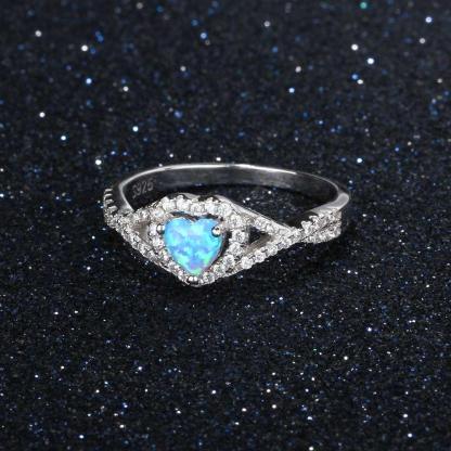 925 Sterling Silver Heart Opal Stone Rings, Engagement Jewelry for Women, 3 Color Options - Personalized Jewel