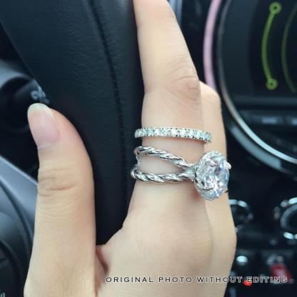 925 Sterling Silver Hearts & Arrows Cubic Zirconia Stone Ring Sets 10mm 3.5 CT - Personalized Jewel