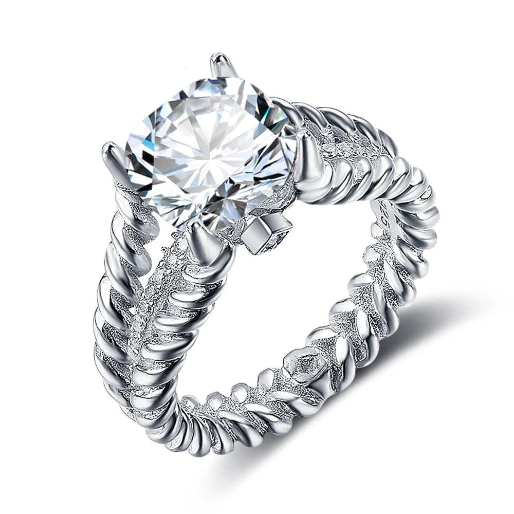 925 Sterling Silver Hearts and Arrows with Cubic Zirconia Stone Rings 10mm 3.5 CT Wedding Jewelry Gift - Personalized Jewel