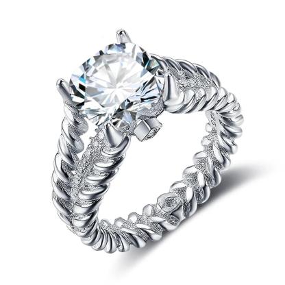 925 Sterling Silver Hearts and Arrows with Cubic Zirconia Stone Rings 10mm 3.5 CT Wedding Jewelry Gift - Personalized Jewel