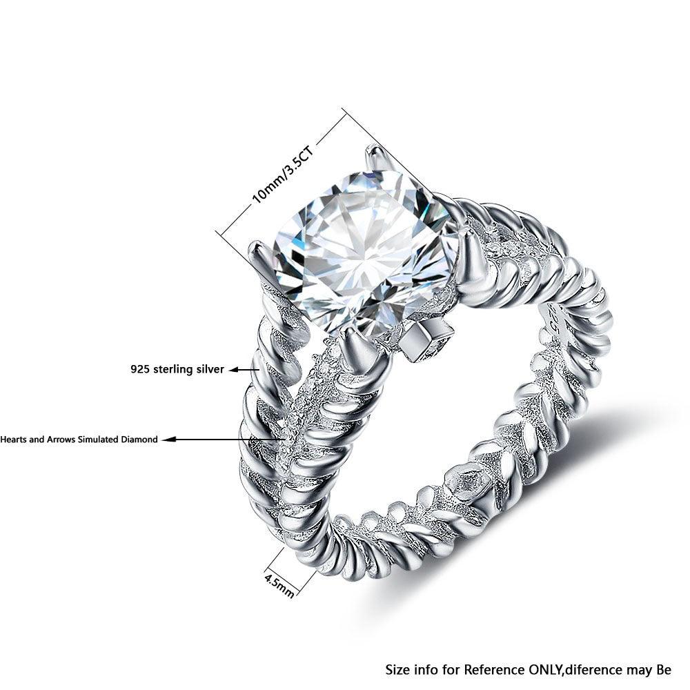 925 Sterling Silver Hearts and Arrows with Cubic Zirconia Stone Rings 10mm 3.5 CT Wedding Jewelry Gift - Personalized Jewel