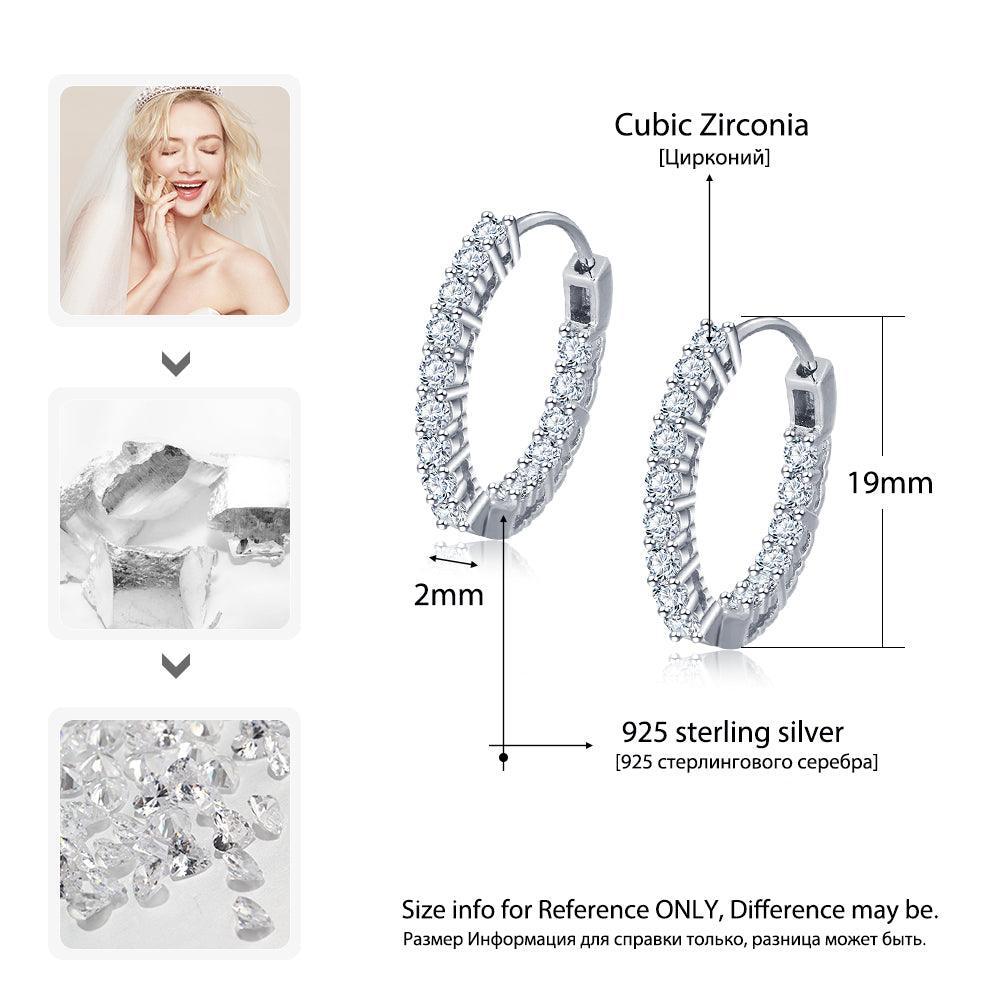 925 Sterling Silver Hoop Earrings Cubic Zirconia Stone Earring For Women - Personalized Jewel