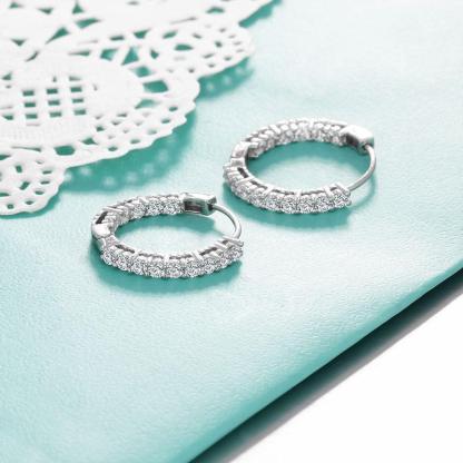 925 Sterling Silver Hoop Earrings Cubic Zirconia Stone Earring For Women - Personalized Jewel