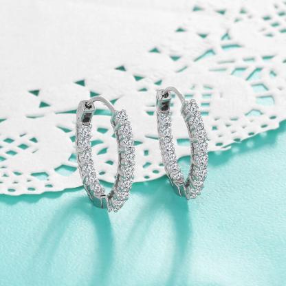 925 Sterling Silver Hoop Earrings Cubic Zirconia Stone Earring For Women - Personalized Jewel