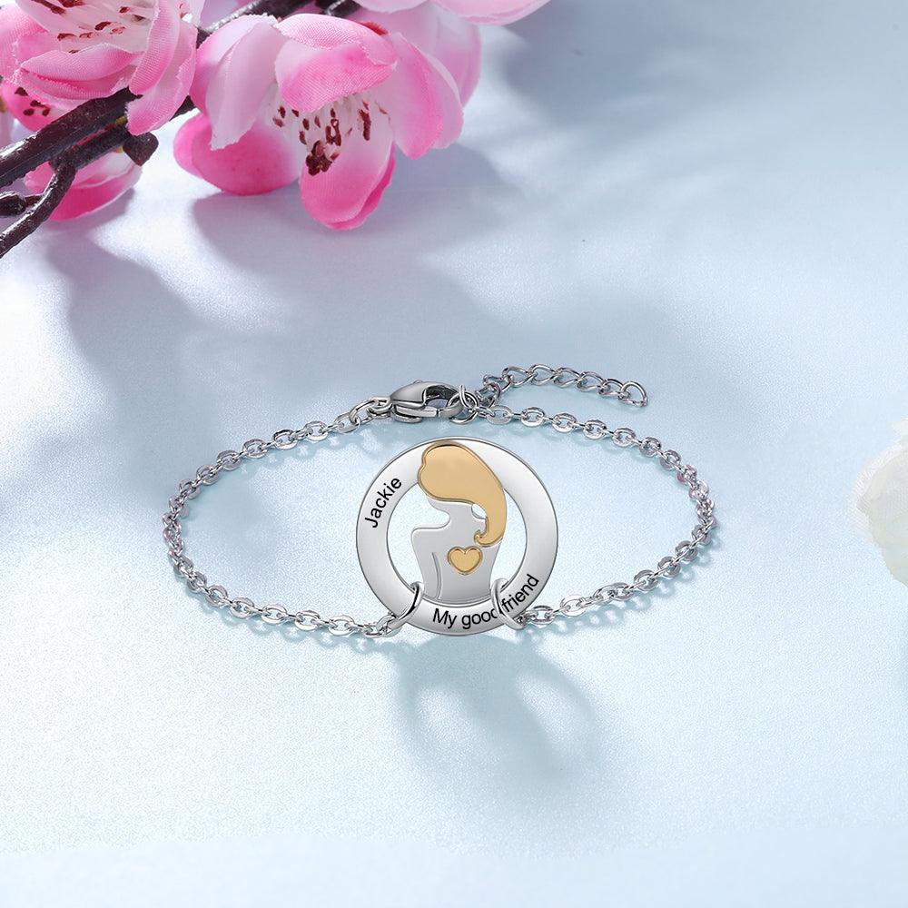 925 Sterling Silver I Got Your Back Bracelet - Chain Bracelet with Custom Name Engraved - Fashion Jewelry Gifts for Women - Personalized Jewel