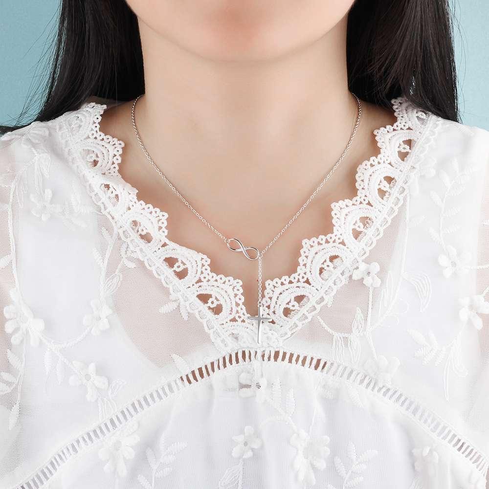 925 Sterling Silver Infinity Love Necklaces for Women with Cross Pendant - Personalized Jewel