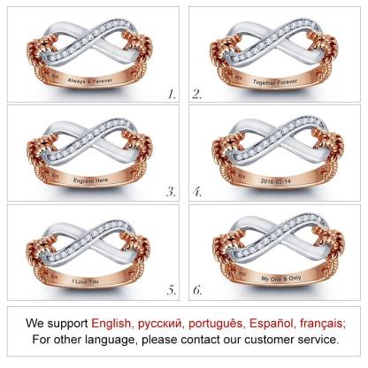 925 Sterling Silver Infinity Ring for Women - Cubic Zirconia Fairy Pattern Inner Engraving Ring - Personalized Jewel