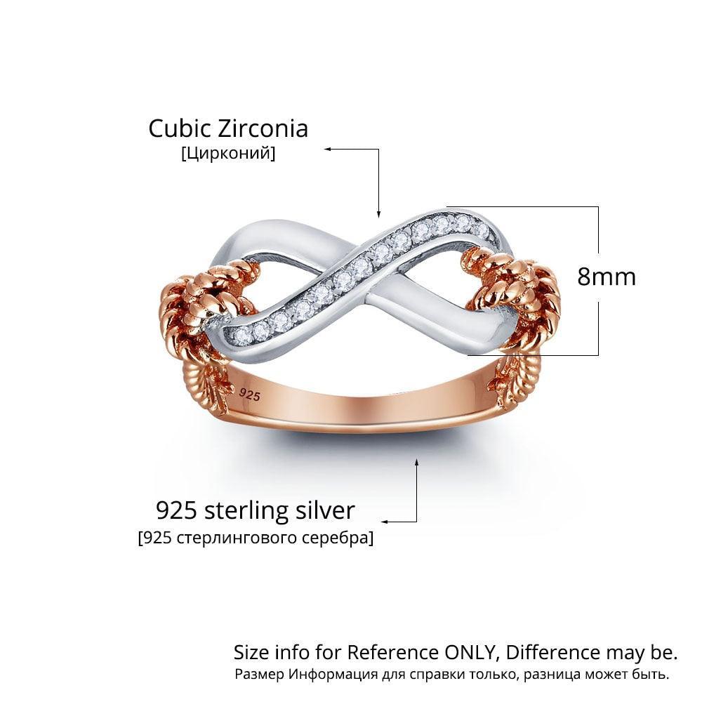 925 Sterling Silver Infinity Ring for Women - Cubic Zirconia Fairy Pattern Inner Engraving Ring - Personalized Jewel