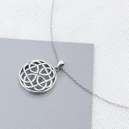 925 Sterling Silver Large Round Pendant Necklace, Geometric Pattern, Fashion Jewelry for Women - Personalized Jewel