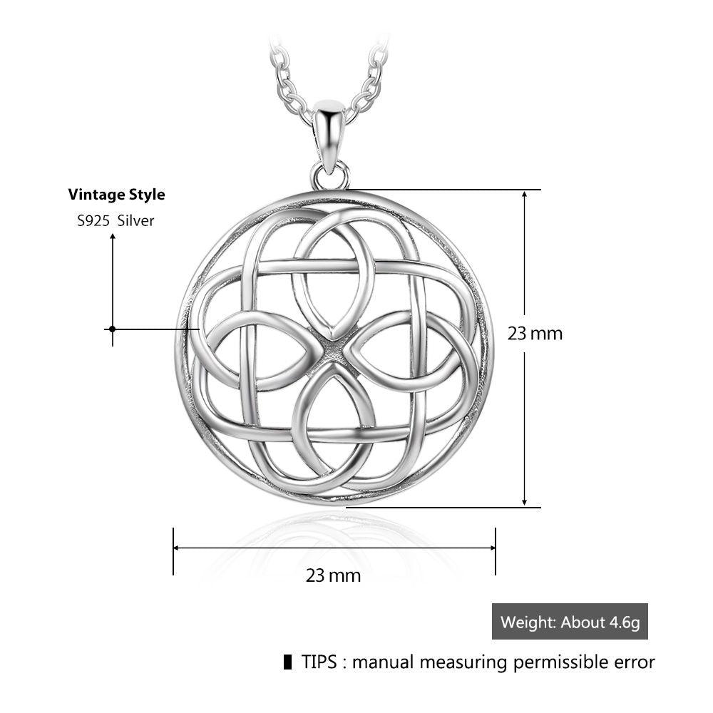 925 Sterling Silver Large Round Pendant Necklace, Geometric Pattern, Fashion Jewelry for Women - Personalized Jewel