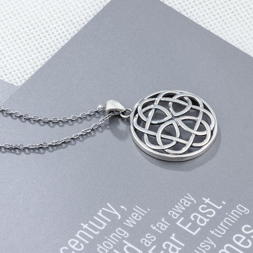925 Sterling Silver Large Round Pendant Necklace, Geometric Pattern, Fashion Jewelry for Women - Personalized Jewel