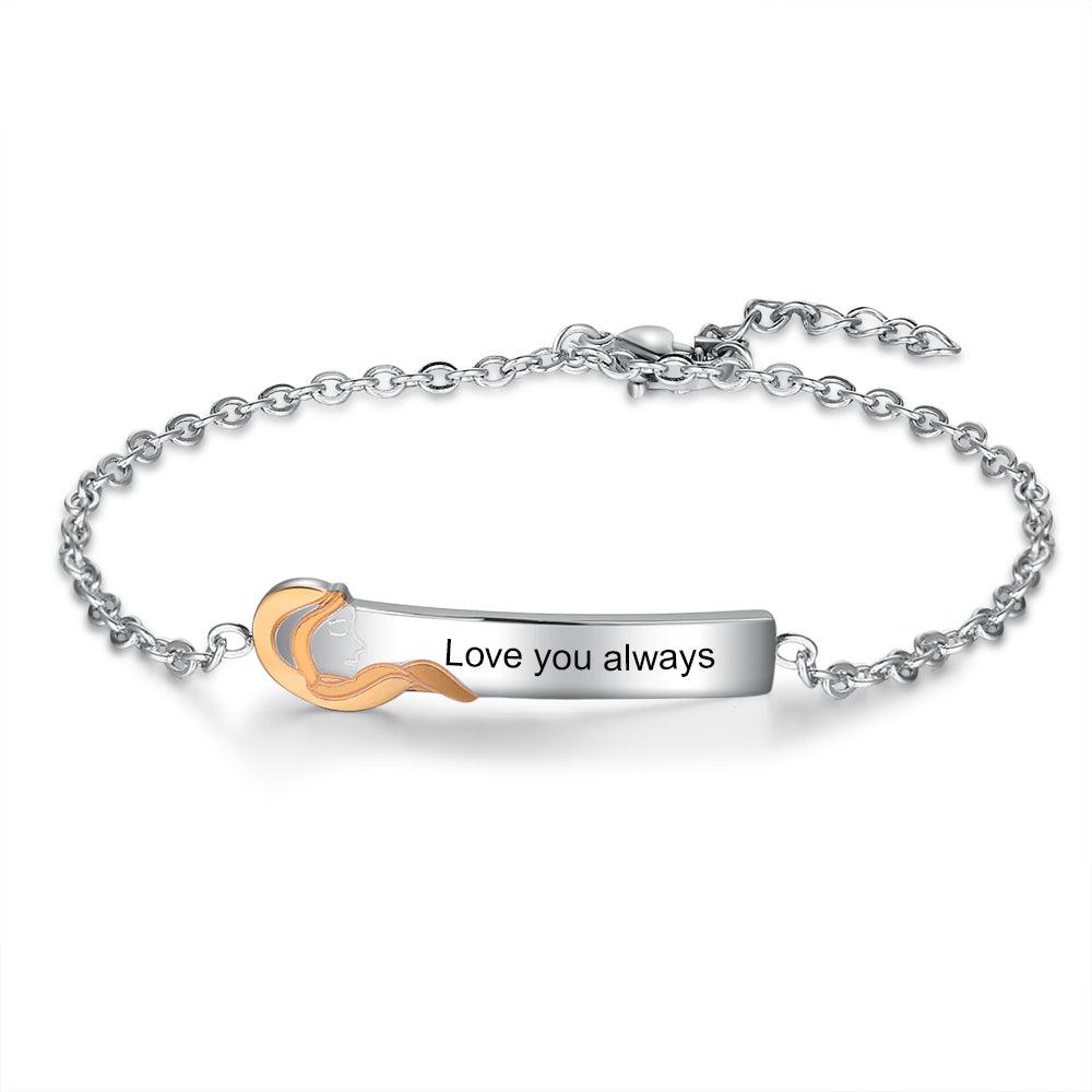 925 Sterling Silver Little Sister Tag - Chain Bracelet with Custom Name Engraved - Personalized Jewel