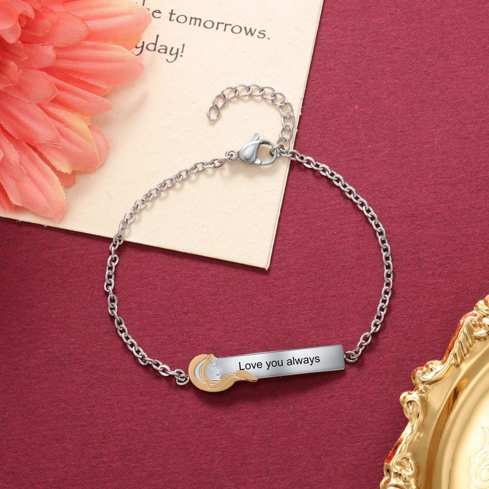 925 Sterling Silver Little Sister Tag - Chain Bracelet with Custom Name Engraved - Personalized Jewel