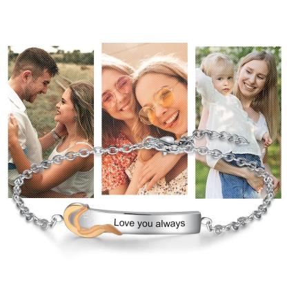 925 Sterling Silver Little Sister Tag - Chain Bracelet with Custom Name Engraved - Personalized Jewel