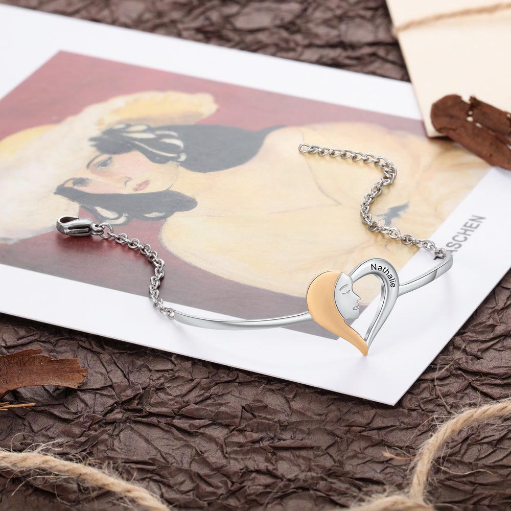 925 Sterling Silver Love My Sister Tag - Chain Bracelet with Custom Name Engraved - Fashion Jewelry Gifts for Women - Personalized Jewel