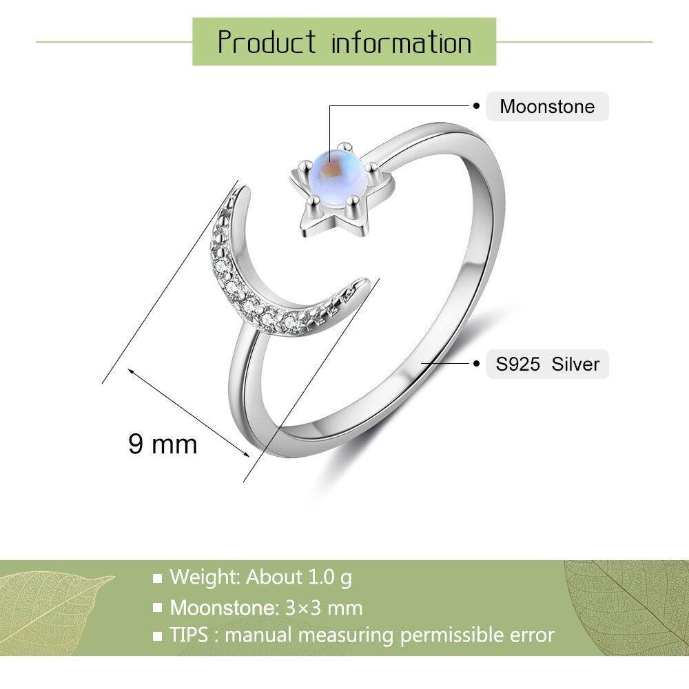 925 Sterling Silver Moon Ring-Personalized Jewels