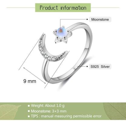 925 Sterling Silver Moon Ring-Personalized Jewels