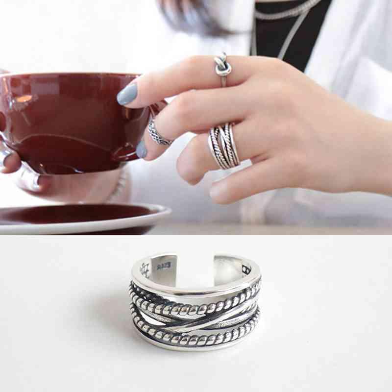 925 Sterling Silver Multi-Layer Winding Twist Open Ring for Women - Personalized Jewel