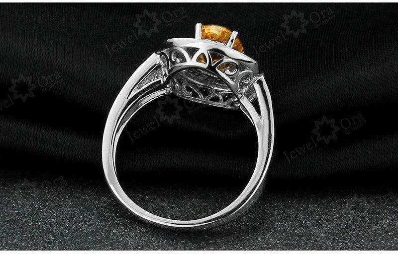 925 Sterling Silver Natural Ring with Semi-precious Stone, Fashion Jewelry Gift for Women, Comes with Box - Personalized Jewel