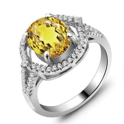 925 Sterling Silver Natural Sparkling Stone Rings for Women, Fashion Jewelry with Gift Box - Personalized Jewel