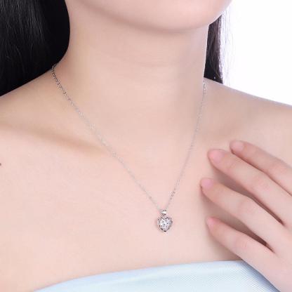 925 Sterling Silver Necklace for Women with Hollow Heart Pendant, Trendy Party Jewelry - Personalized Jewel