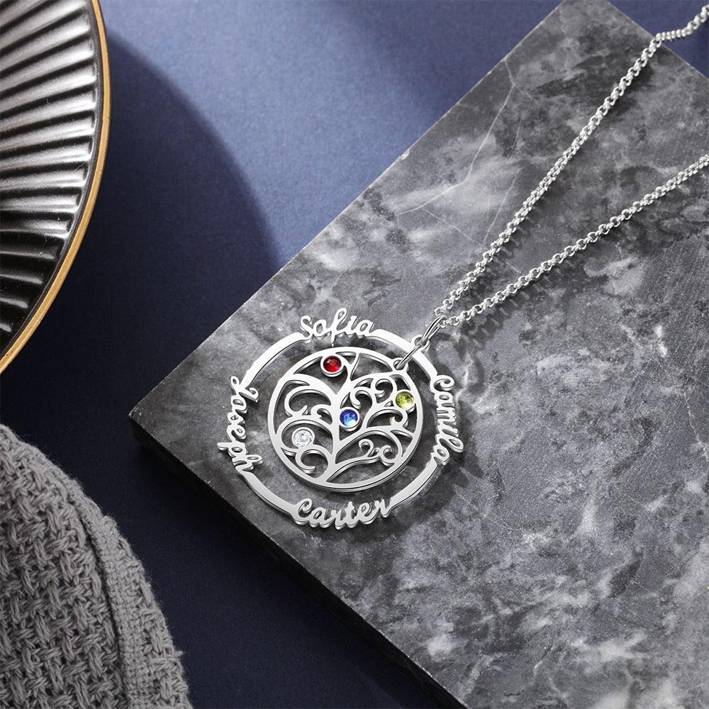 925 Sterling Silver Necklace Four Name Personalized Necklace.-Personalized Jewels