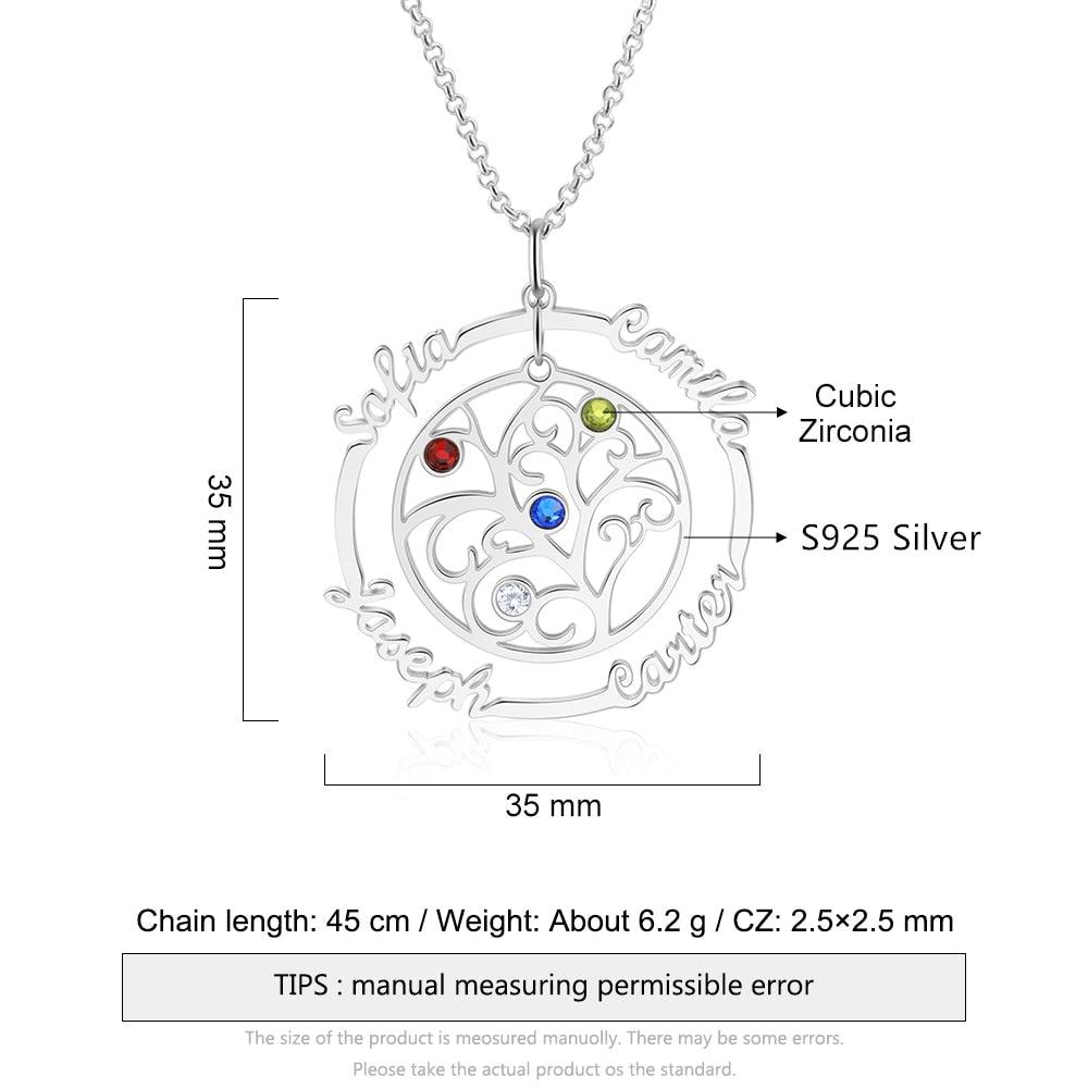 925 Sterling Silver Necklace Four Name Personalized Necklace.-Personalized Jewels